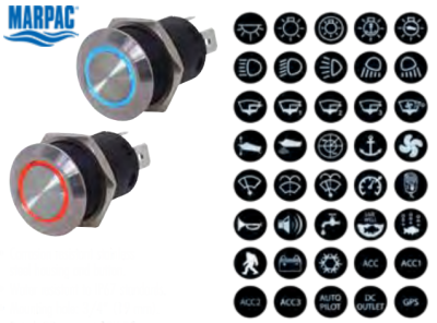 Marpac L.E.D. Stainless Steel Push Button Switches