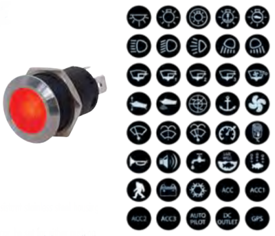 Marpac L.E.D. Backlit Stainless Steel Push Button Switches