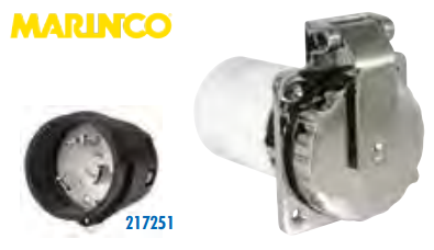 Marinco Stainless Steel Power Inlet 50 amp, 125/250 volt